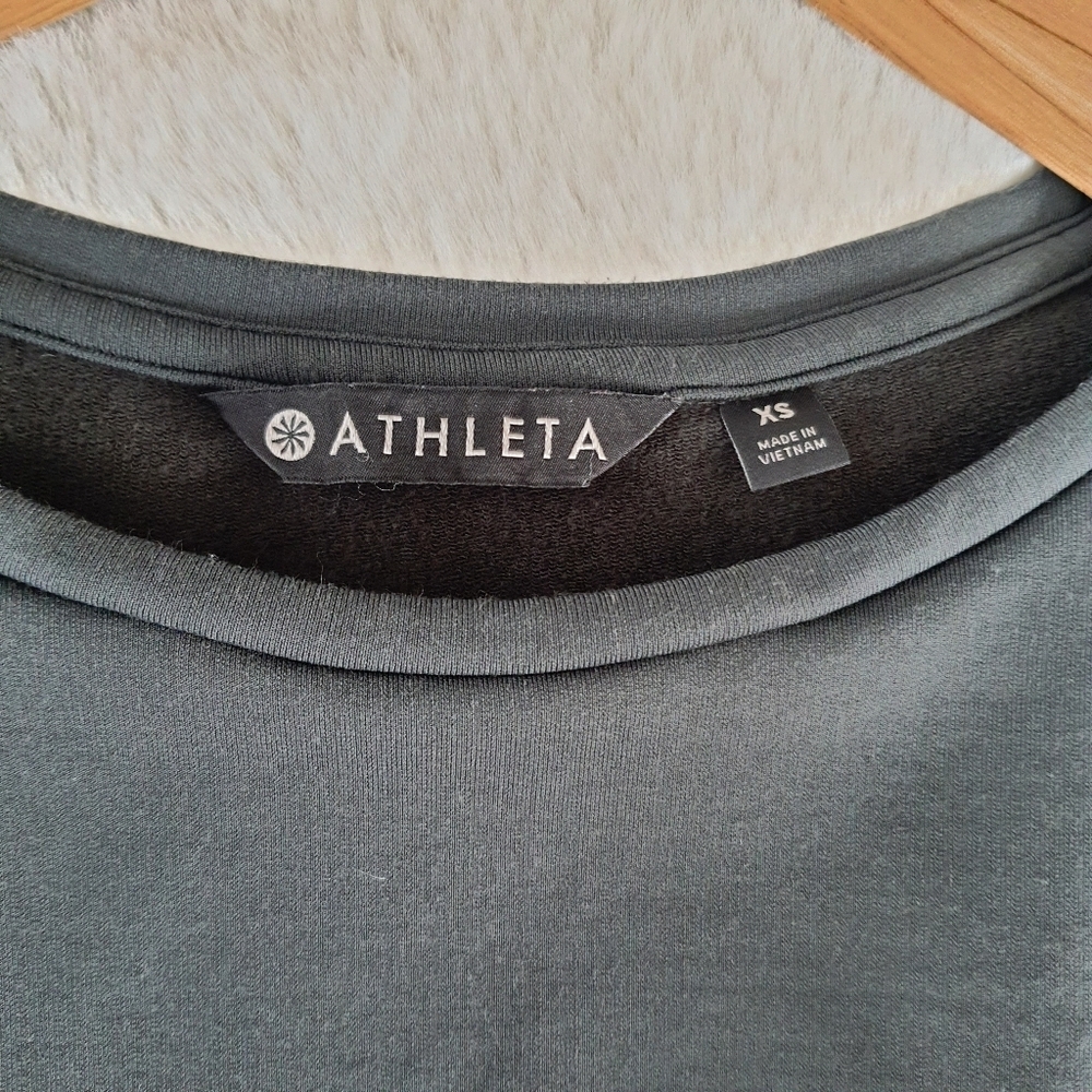 Athleta Short Sleeve Dress Womens XS Dark Grey Nylon Cotton Stretch Round Neck - Picture 2 of 9